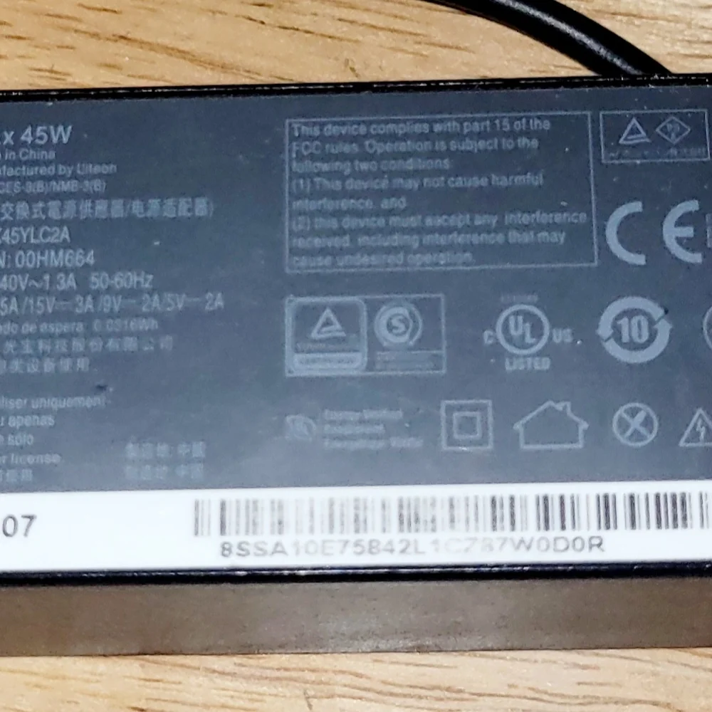 Lenovo Laptop Charger AC Power Adapter USB-C Type C Tip 20V 2.25A 45W